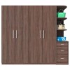 Tủ quần áo gỗ MDF Juno Sofa 4 cánh 3 ngăn kéo màu nâu 220 x 55 x 200cm